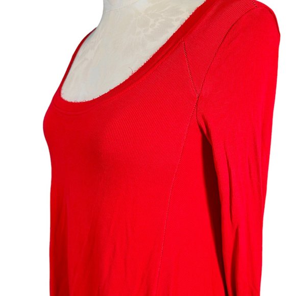Free People Long Sleeve High Low Tee Shirt XS Red - Picture 10 of 14
